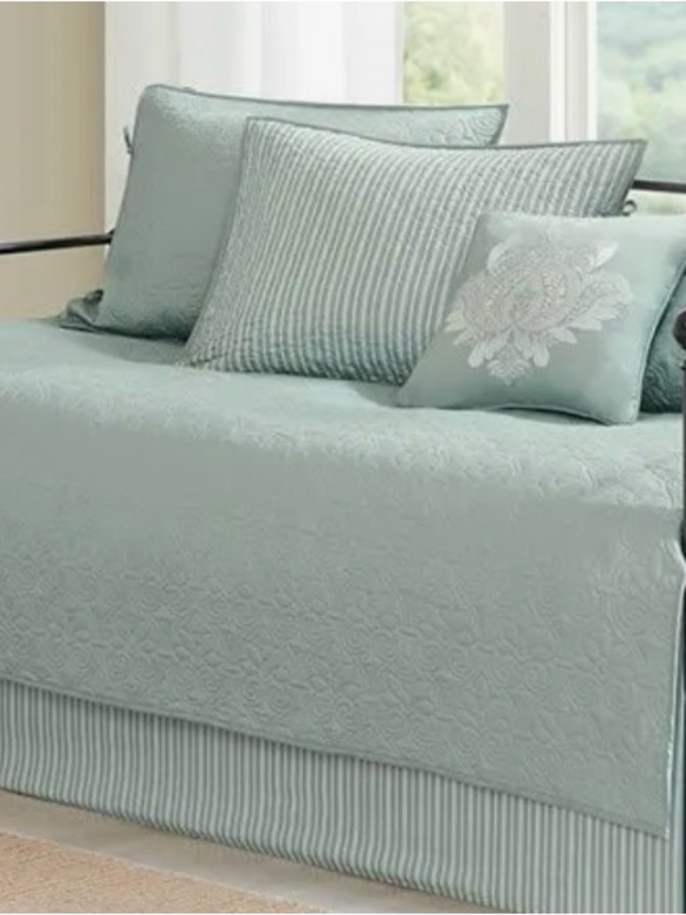 Madison Park Sage Green Quilted Daybed Cover with Decorative Pillows
